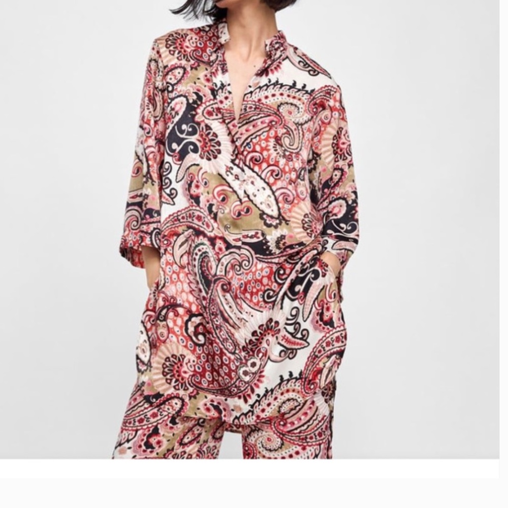 ZARA Paisley Printed Oversized Blouse NWT